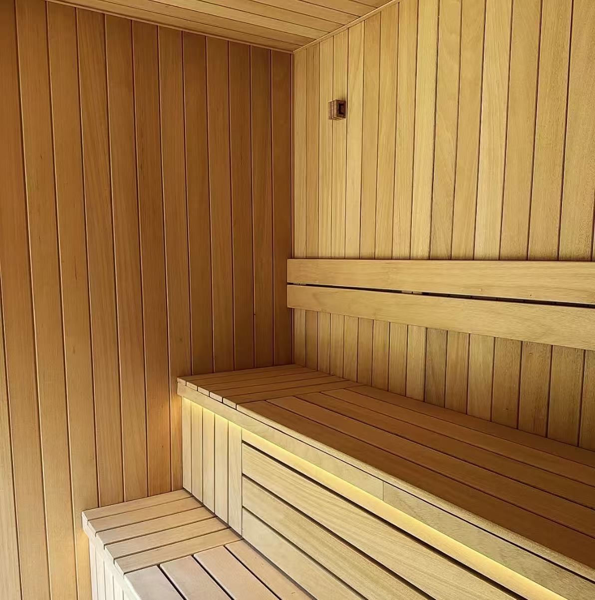 Premium Cedar Wood Outdoor Sauna | Geometric Stone-Finish Facade | All-Season Garden Terrace Sauna