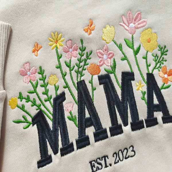 Custom Mama Sweatshirt | Floral Embroidery