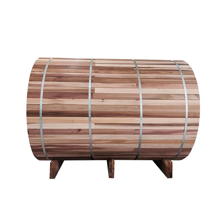 OasisLux 6 Person Large Size Outdoor Traditional Cedar Barrel Sauna 6kw Electric Stove Wood Barrel Sauna
