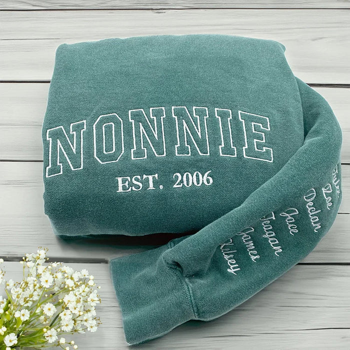 Custom Mom Sweatshirt | Kids' Names on Sleeve