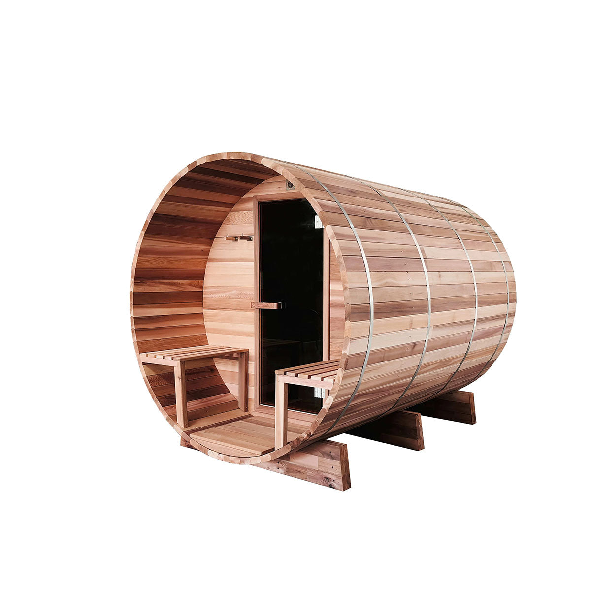 OasisLux 6 Person Large Size Outdoor Traditional Cedar Barrel Sauna 6kw Electric Stove Wood Barrel Sauna