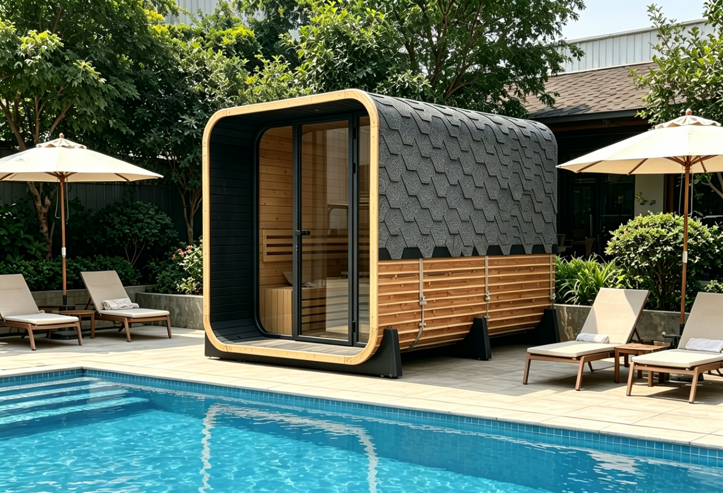 OasisLux Aurora Outdoor Sauna Cabin | 4–6 Person Thermospruce Sauna