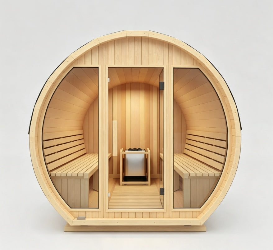 Embroed Nordic Luxe Outdoor Barrel Sauna – Modern Cedar Sauna Retreat for Backyard Wellness & Relaxation