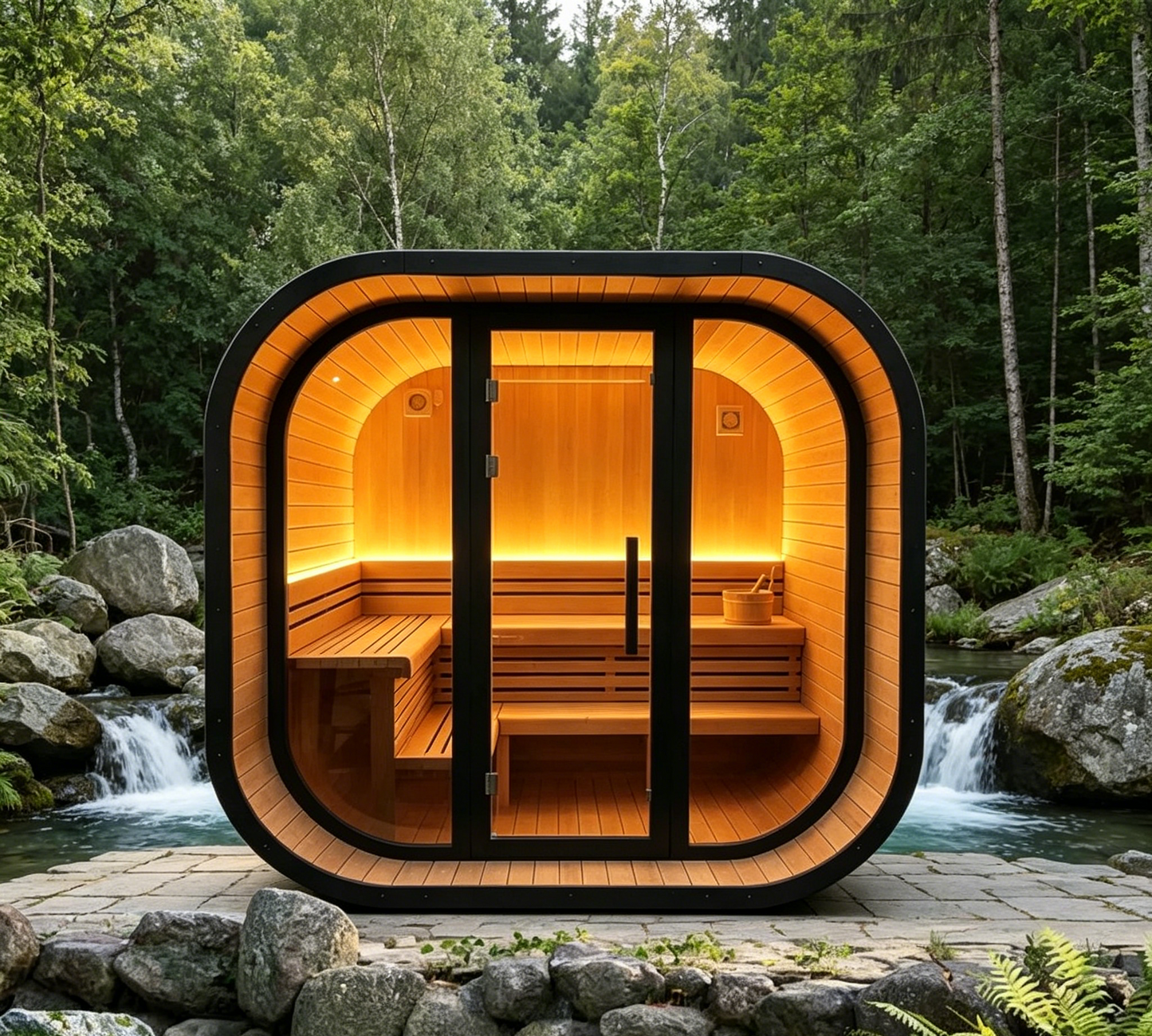 OasisLux Aurora Outdoor Sauna Cabin | 4–6 Person Thermospruce Sauna