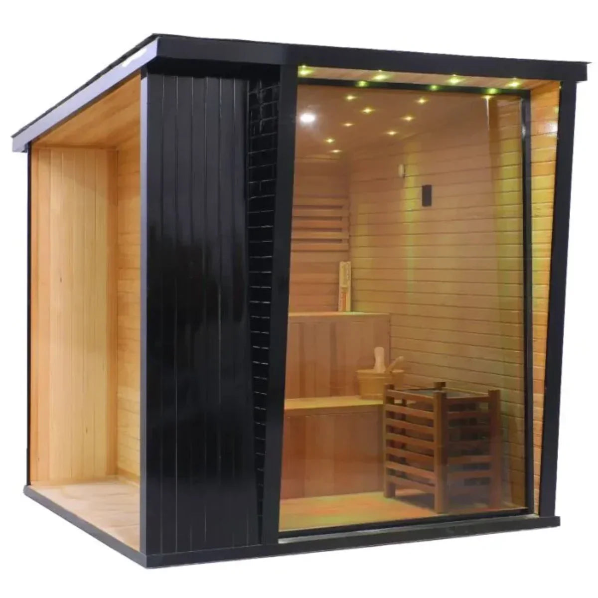 OasisLux Contemporary Studio Outdoor Sauna With Pent Roof