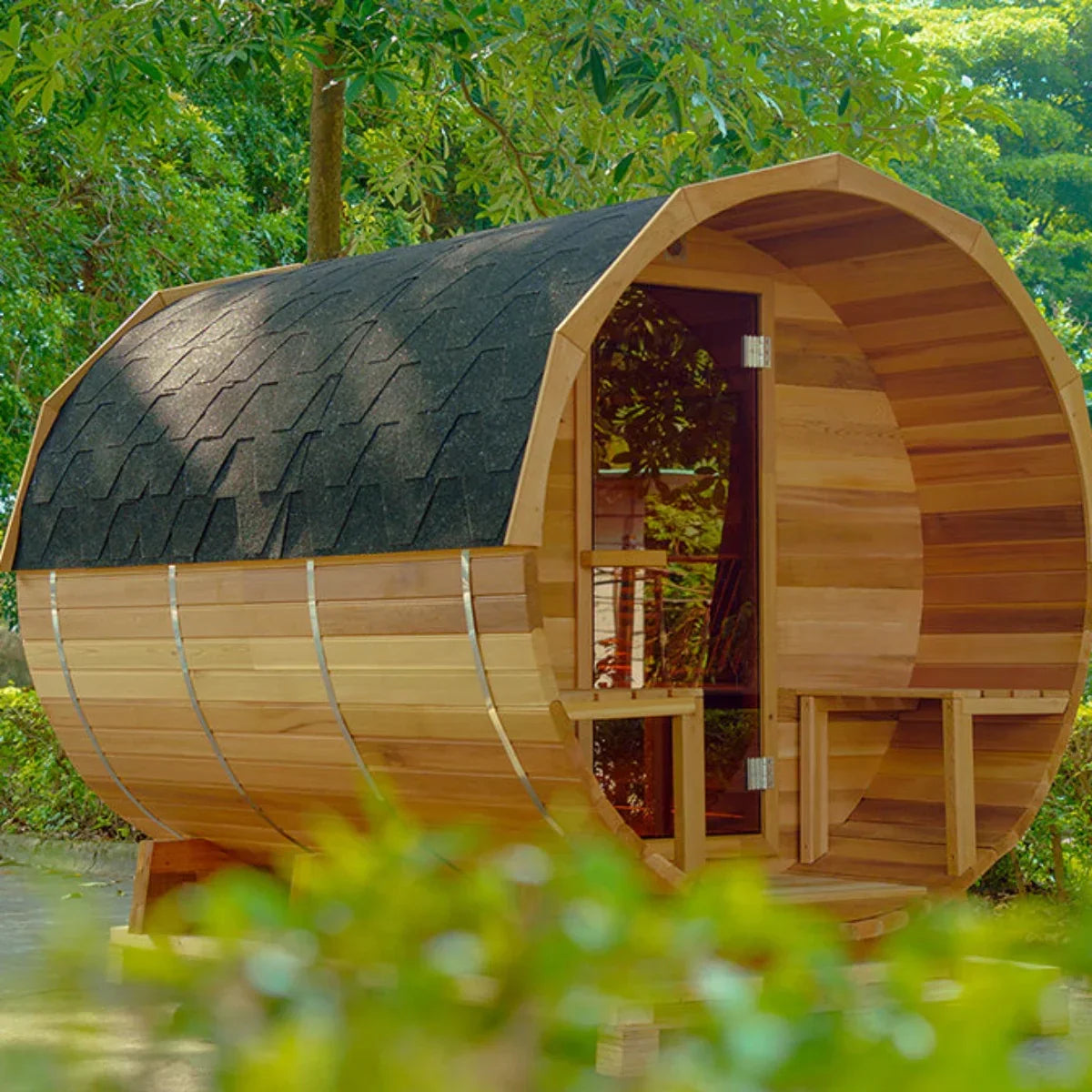 OasisLux  Cedar Barrel Panoramic Sauna: Best Choice for Outdoor Home Sauna