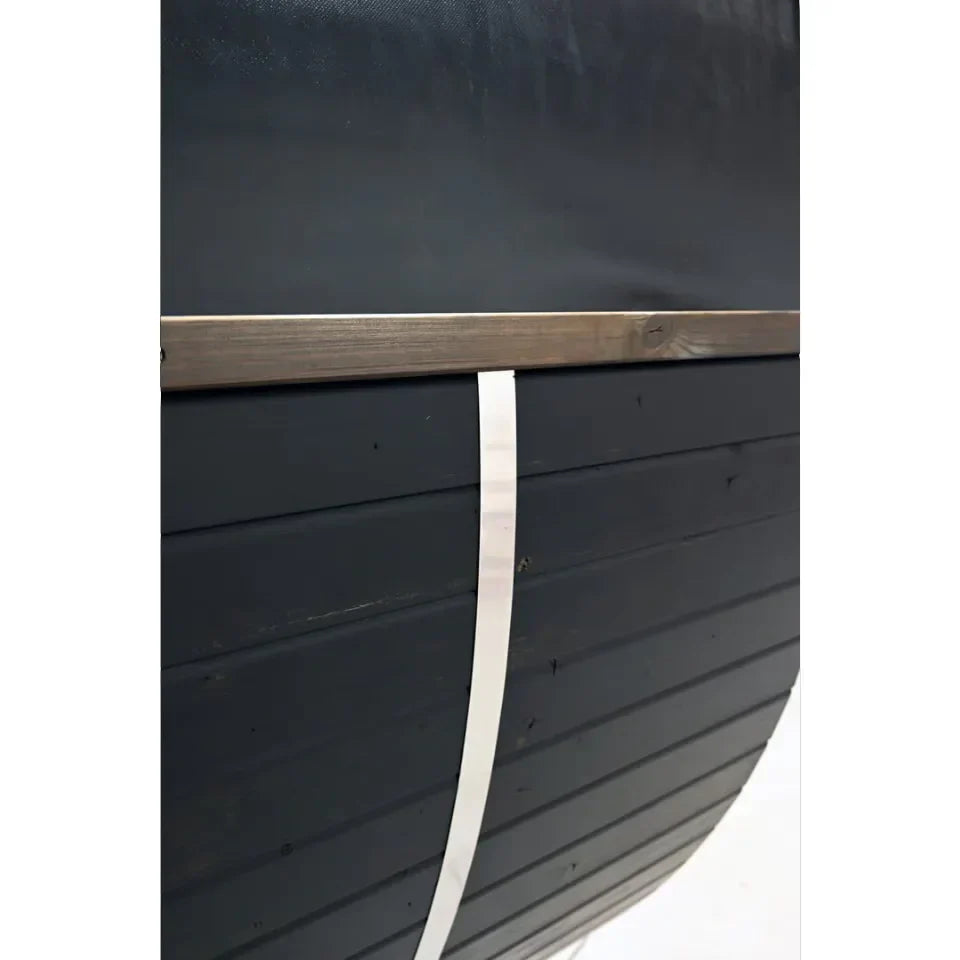Oasislux stylish black barrel 4-person outdoor sauna with porch