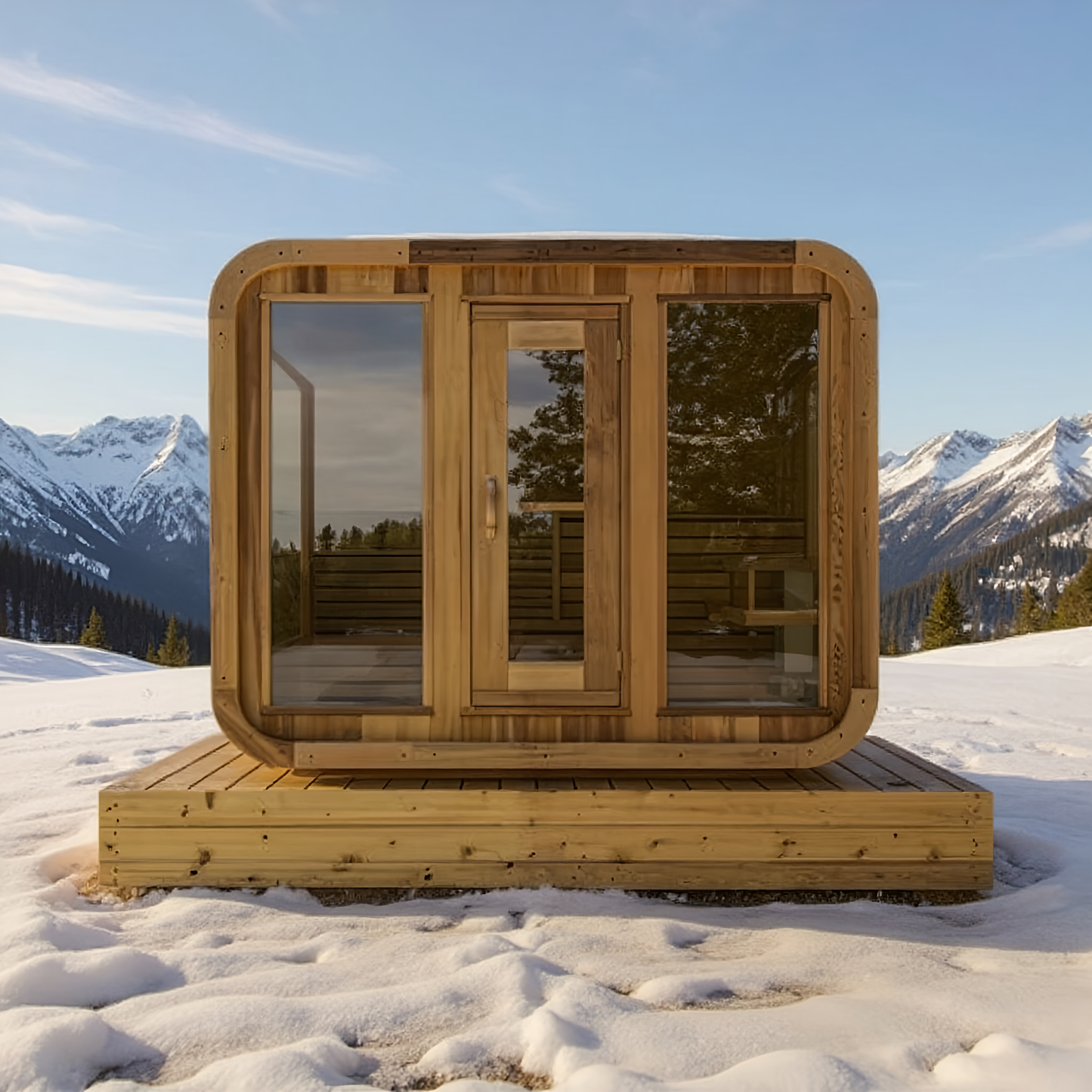 Oasislux Outdoor Square Red Cedar Sauna for 4-6 person