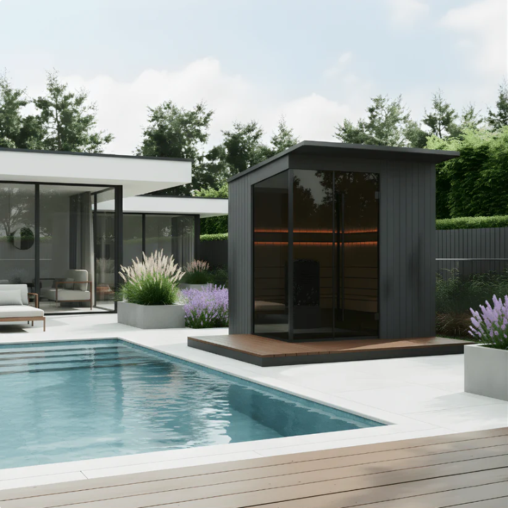 Oasislux Modern Black Outdoor Sauna