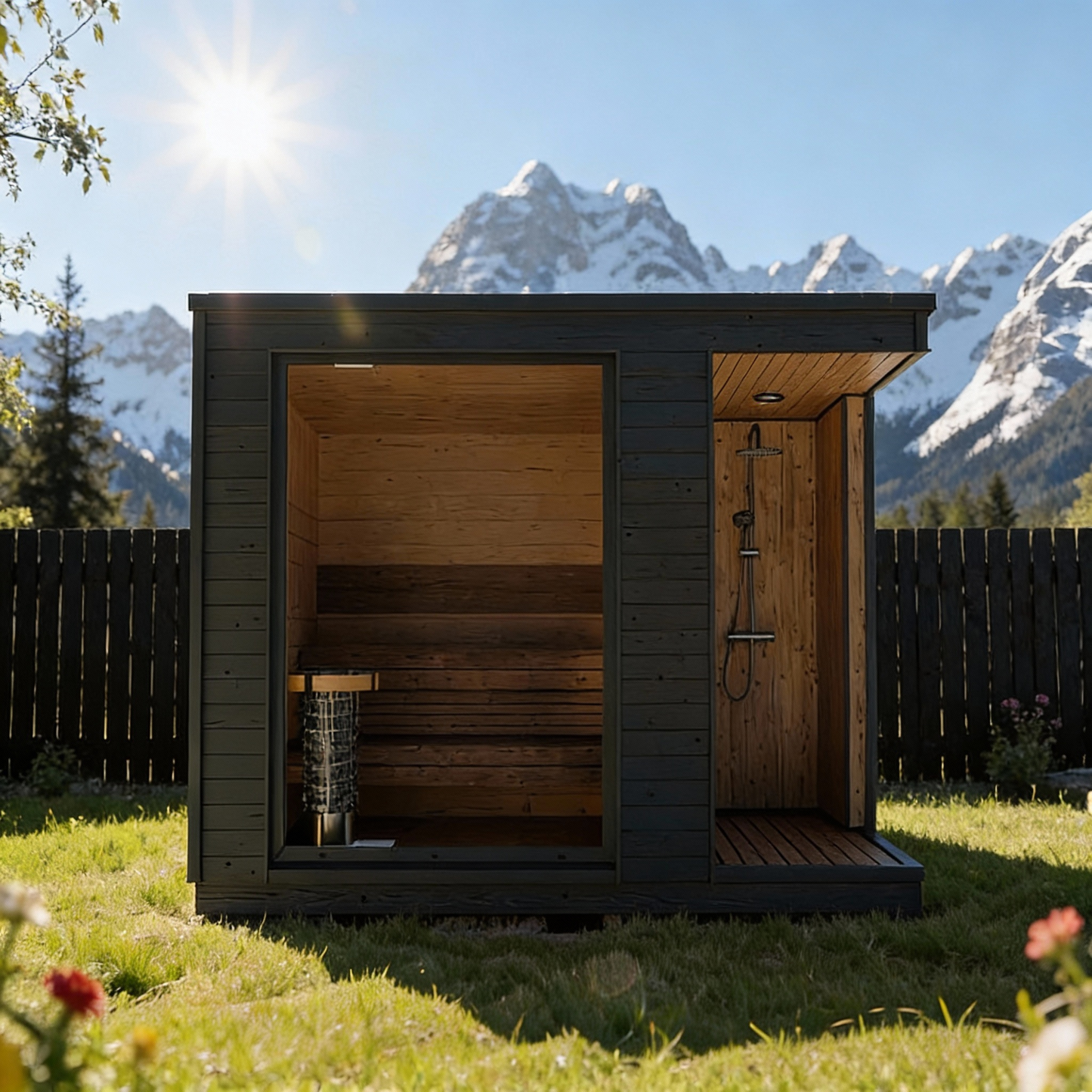 Oasislux Outdoor  Traditional Sauna With Shower System