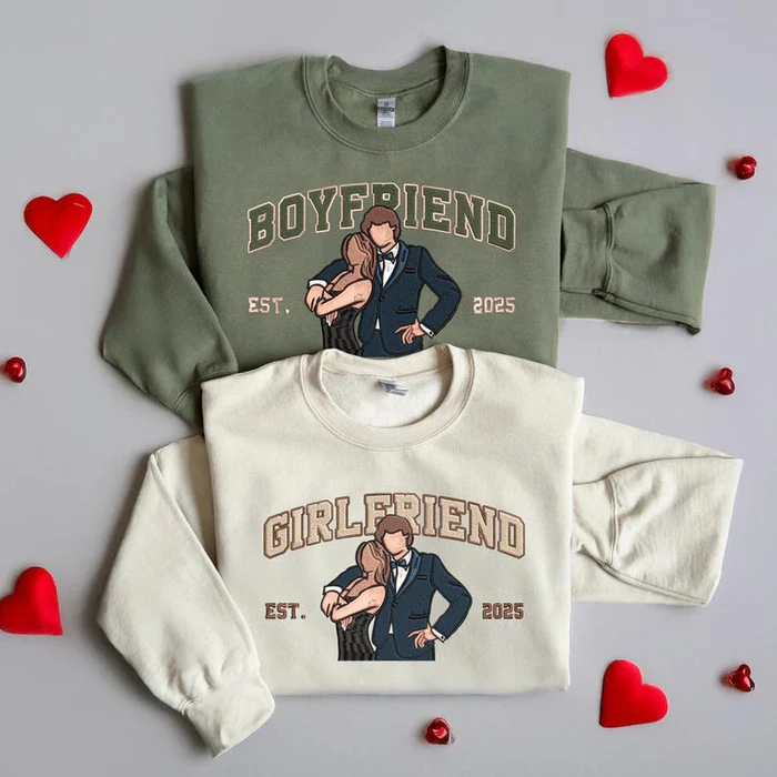 Custom Embroidered LOVE Couple  Hoodie
