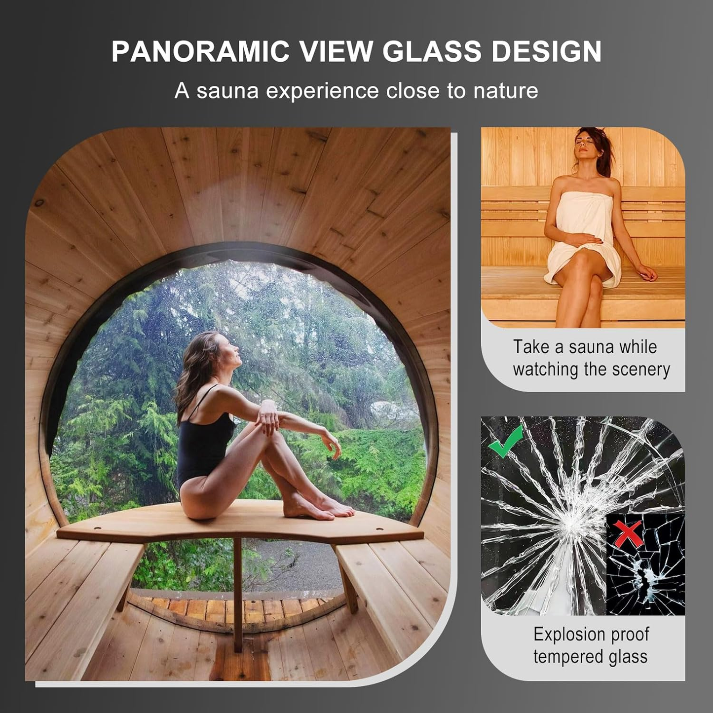 OasisLux  Cedar Barrel Panoramic Sauna: Best Choice for Outdoor Home Sauna