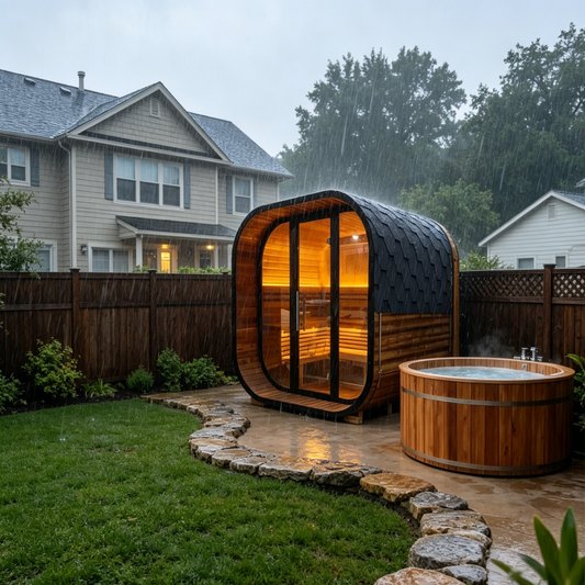 OasisLux Aurora Outdoor Sauna Cabin | 4–6 Person Thermospruce Sauna