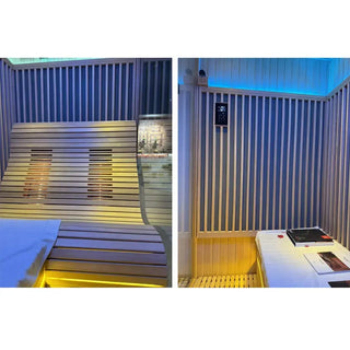 2-6 Person Far Infrared Reclining Chair Hemlock Sauna Room - Reclining Chair + Regular Seat