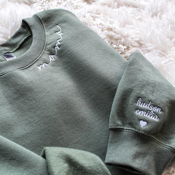 Custom Mom Sweatshirt | Kids' Names on Sleeve