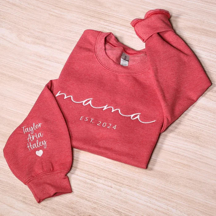 Custom Mom Sweatshirt | Kids' Names on Sleeve