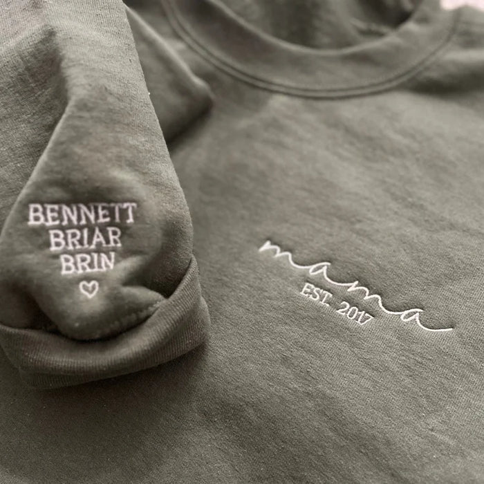 Custom Mom Sweatshirt | Kids' Names on Sleeve