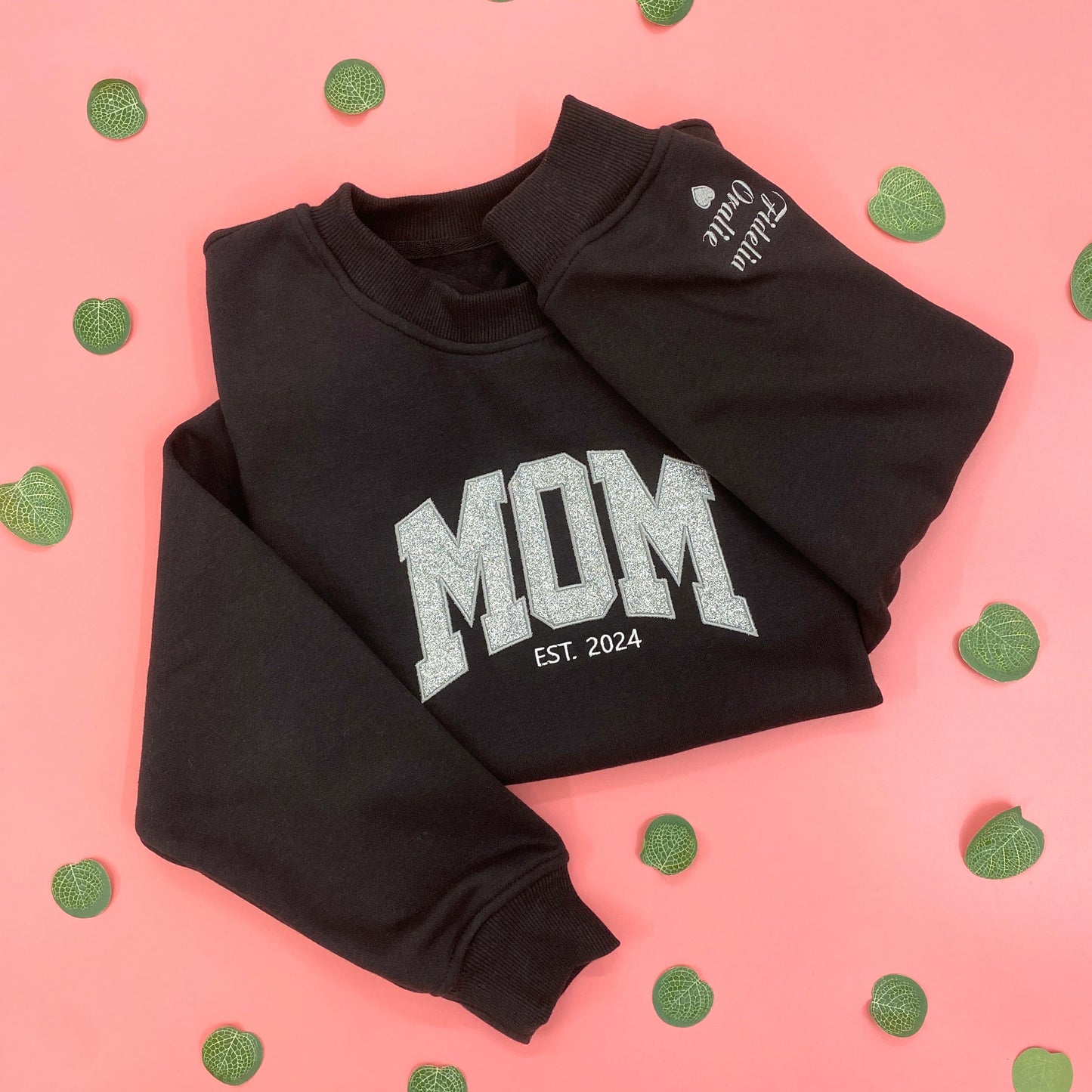 Custom Embroed MAMA Glitter Hoodie