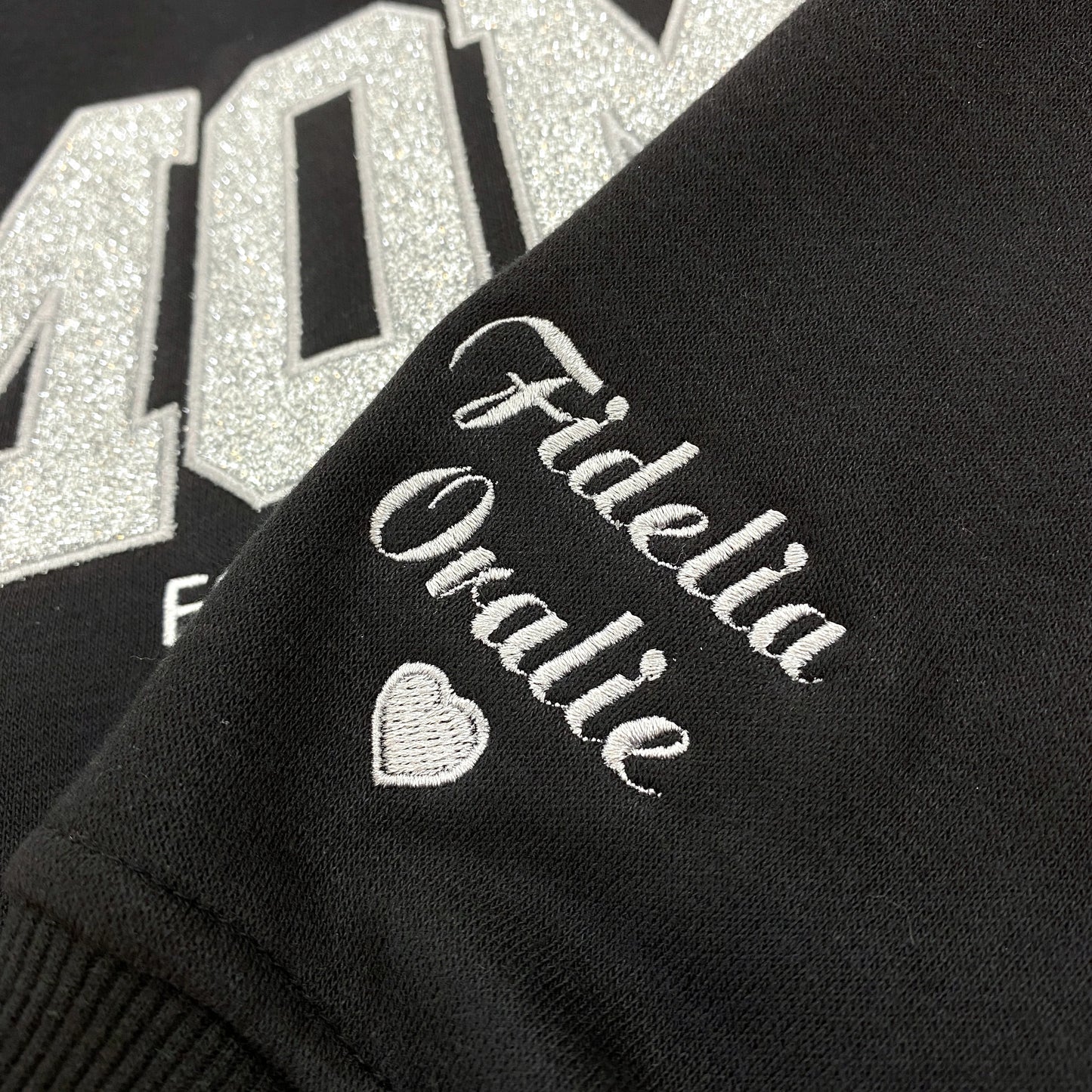 Custom Embroed MAMA Glitter Hoodie