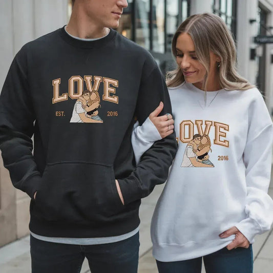 Custom Embroidered LOVE Couple  Hoodie