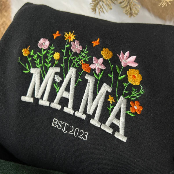 Custom Mama Sweatshirt | Floral Embroidery