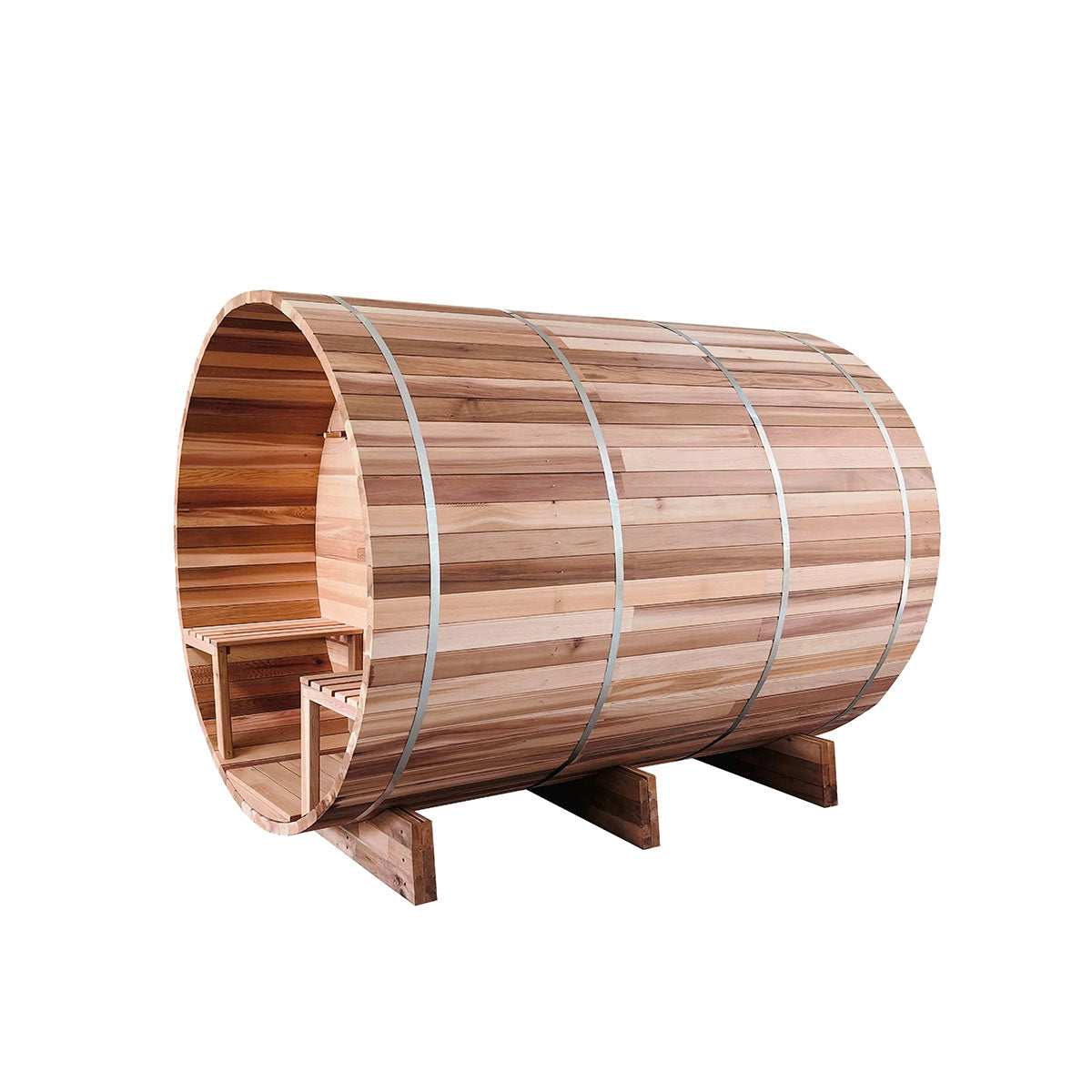OasisLux 6 Person Large Size Outdoor Traditional Cedar Barrel Sauna 6kw Electric Stove Wood Barrel Sauna