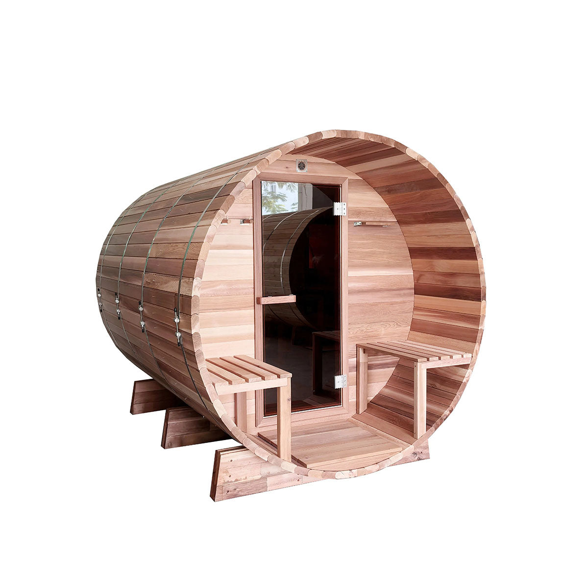 OasisLux 6 Person Large Size Outdoor Traditional Cedar Barrel Sauna 6kw Electric Stove Wood Barrel Sauna