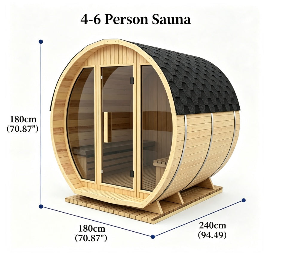 Embroed Nordic Luxe Outdoor Barrel Sauna – Modern Cedar Sauna Retreat for Backyard Wellness & Relaxation