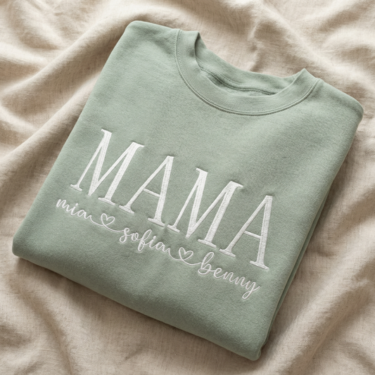 Custom embroidered Mama & Kids Name Sweatshirt