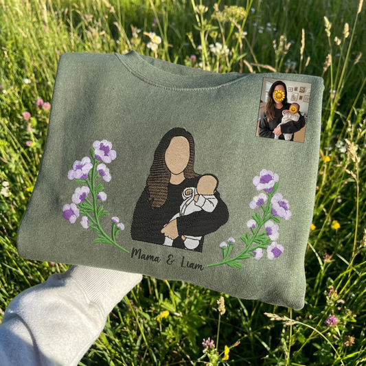 Custom Birth Flower Mama Sweatshirt | Portrait Edition