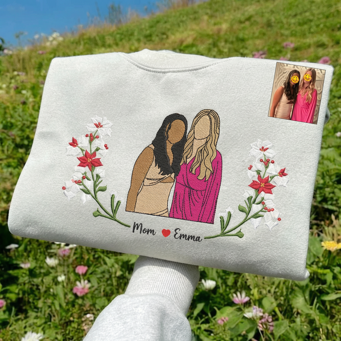 Custom Birth Flower Mama Sweatshirt | Portrait Edition