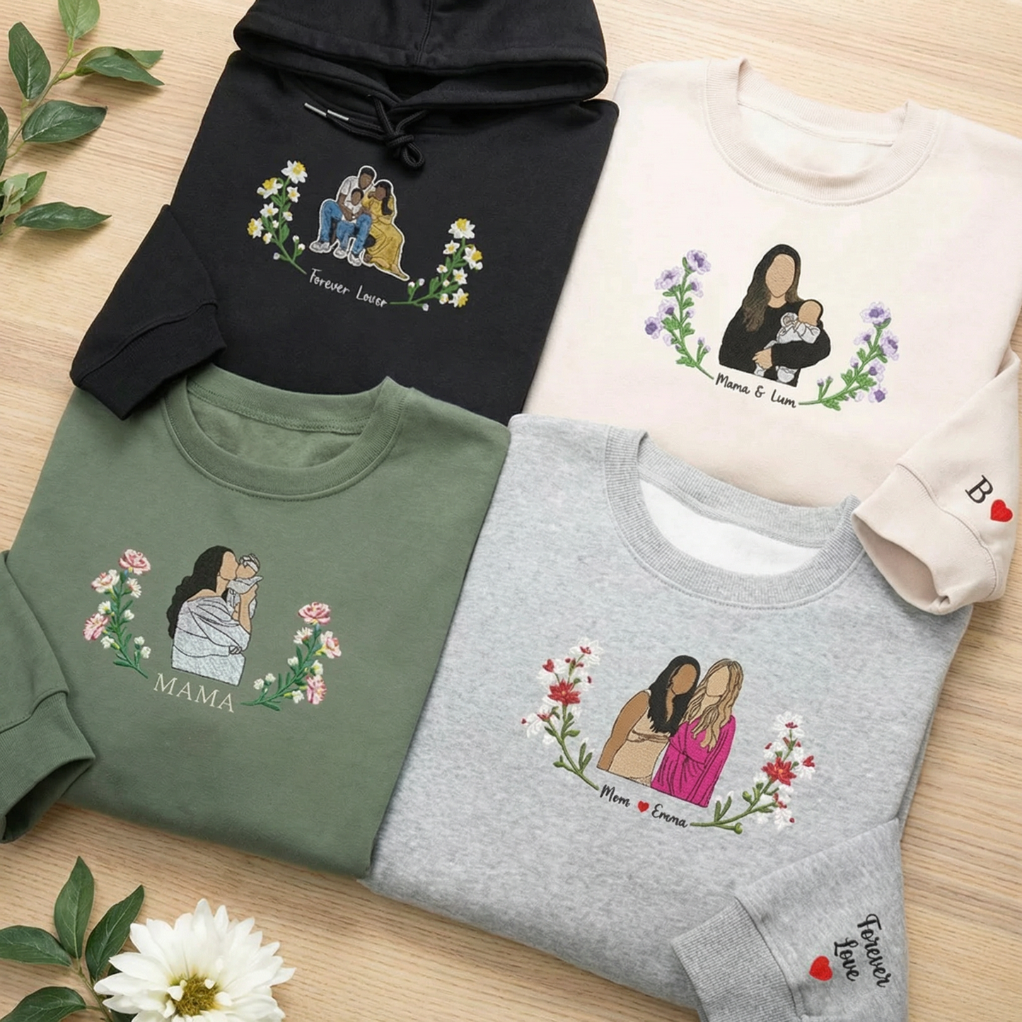 Custom Birth Flower Mama Sweatshirt | Portrait Edition