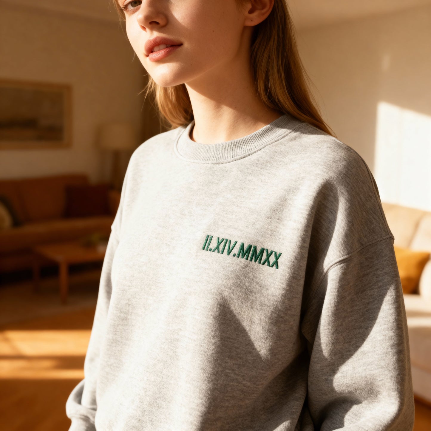 Embroidered Roman Numeral Sweatshirt&Hoodie
